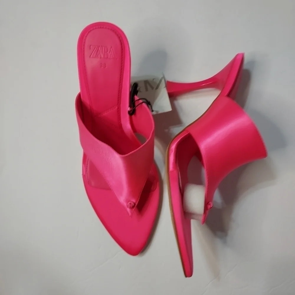 Zara Satin effect high heel sandals Sz-7.5
